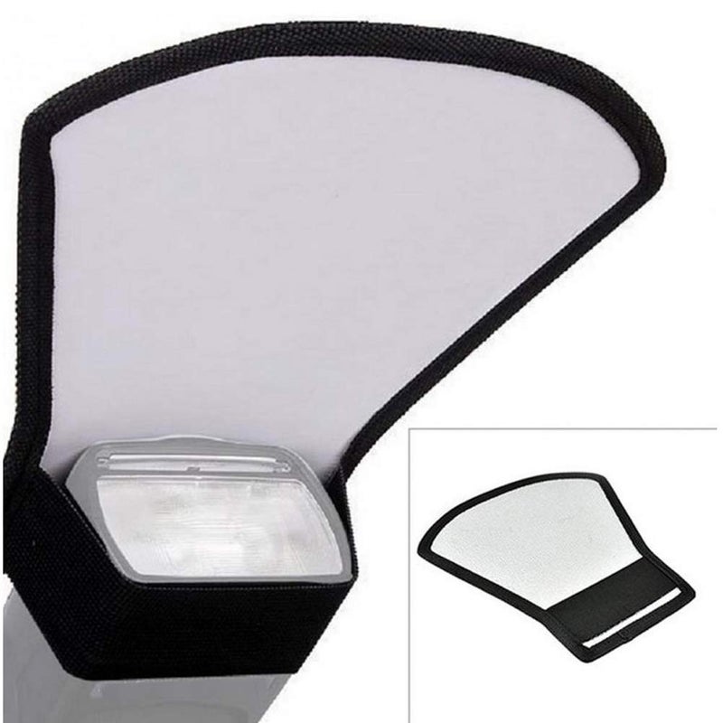 lasenersm 1 Piece Flash Diffuser Reflector Premium Two-Sided Silver/White Bend Bounce Flash Reflector Kit with Elastic Strap - Image 3